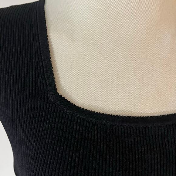 Y2K 2000s Black Square Neck Scallop Trim Tank Top Wmns L Casual Summer Goth - Picture 4 of 9